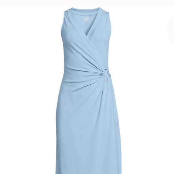 LANDS END Cotton Sleeveless Maxi DRESS Size: SMALL TALL New BLUE - Picture 2 of 5